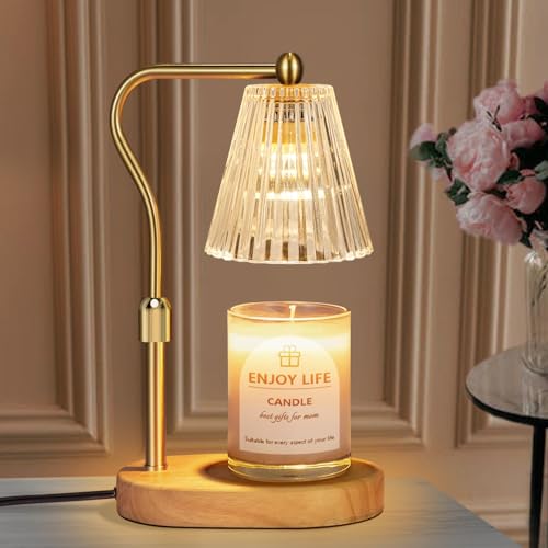 Candle Warmer Lamp with Timer Dimmer Adjustable He... (5 Count | Amber | Glass)