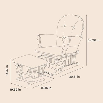 Storkcraft Premium Hoop Glider & Ottoman, Black with Gray | GREENGUARD Gold Certified, Solid Wood Craftsmanship, Convenient Storage Pockets, Glider Rocking Chair for Nursery