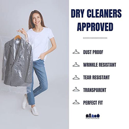 Plasticplace Clear Garment Bags, Protect Clothes from Dust, Dirt, Wrinkles, & Damage, Perfect for Dresses, Dry Cleaning, Storage, & Travel - Zippered, Made in USA 240 Count, 72" X 21" X 7"