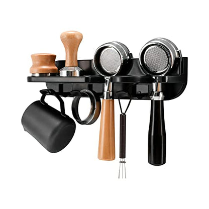 Espresso Tamper Holder Station Laelr Wall Mounted Coffee Station Organizer Coffee Distributor & Tamper 54mm/2.1'' Portafilter Storage Wall Shelf Espresso Accessories Organizer Rack for Bar Home Office