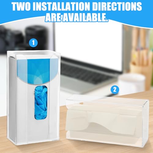 2 Pcs Acrylic Glove Box Holder Dispenser Glove Holder for Wall Mount Acrylic Rack Wall Floating Mask Dispenser for Medical Latex Rubber Disposable Mitten Boxes (Clear,Vertical Style)