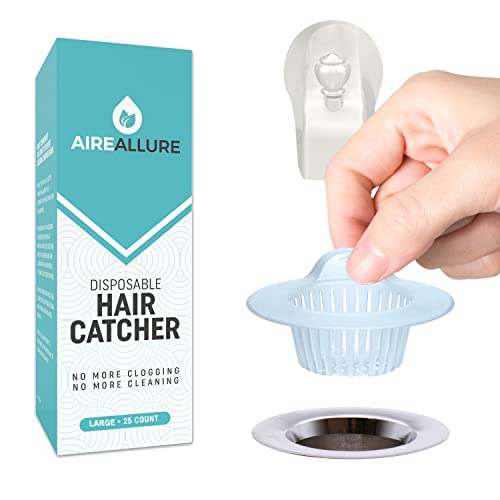 25 Pack, Hair Catcher for Bathroom Sink or Bathtub, White, Large