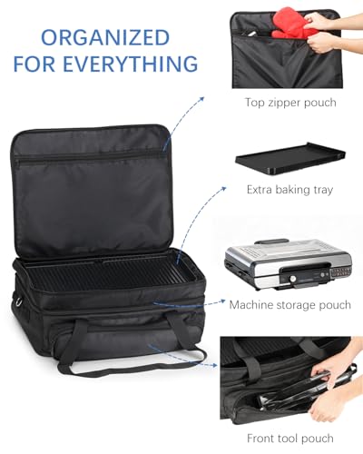 Carrying Bag for Ninja Sizzle Pro XL Indoor Griddle & Grill GX101 — 1280D Water-Resistant Oxford Shell — Cover for Ninja GX101 - Storage Case for Grill Plate & Accessories Tools, Bag Only