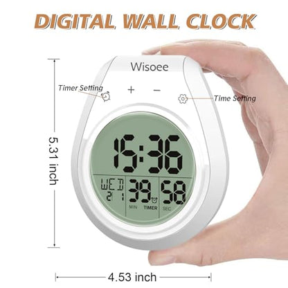 Shower Clock Waterproof Bathroom Timer, Kitchen Wall Clock with Countdown, Temperature, Suction Cup, Battery Operated Digital Clock for Bath, Cook