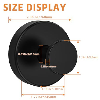 2026 Upgraded Drill-Free Suction Cup Hooks, Stainless Steel Shower Hooks for Bathroom, Glass, Mirror & Wall, Heavy Duty Towel Holder, Removable Waterproof Hooks(2BLACK)
