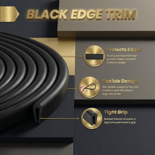 Kingdder Rubber Edge Trim 1/8" U Channel Sheet Metal Edge Protector Door 35 Feet Long Seal Strip Guard Weather Resistance Fits for Car Doors Steel Plates Glass Hatches Table Corners(Black)