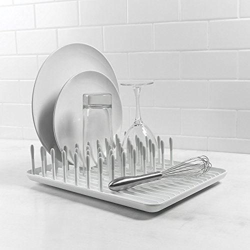 OXO Good Grips Compact Dish Rack, Biscuit, 13-3/4" x 10-3/8" x 3-1/2" h for Storage
