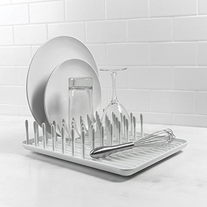 OXO Good Grips Compact Dish Rack, Biscuit, 13-3/4" x 10-3/8" x 3-1/2" h for Storage