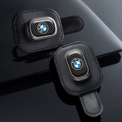 Sunglasses Holder, Leather Glasses Holders Compatible with BMW Series Car Sun Visor, Eyeglasses Hanger and Ticket Card Clip Eyeglasses Mount for Car, for Accessories, Black