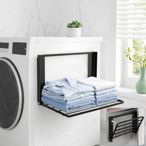 Magnetic Laundry Organizer, Magnetic Shelves for W... (Black | Metal)