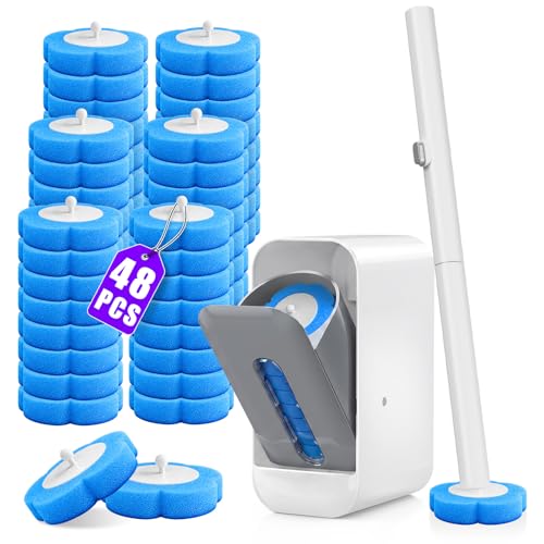 Disposable Toilet Brush-Toilet Bowl Cleaner Wand w... (48 Count | White)