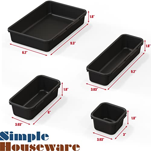 Simple Houseware Interlocking Desk Drawer Bins Organizer, 10 Packs, Black | Great for Makeup Vanity, Bathroom, Office Drawers