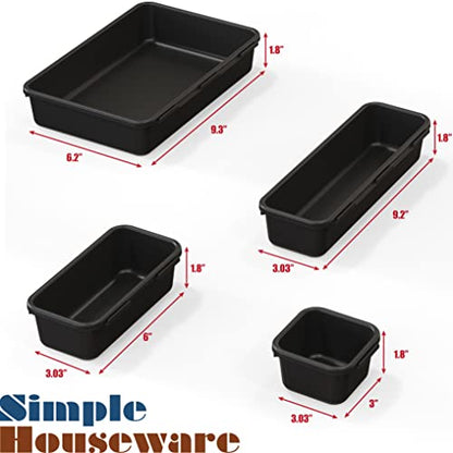Simple Houseware Interlocking Desk Drawer Bins Organizer, 10 Packs, Black | Great for Makeup Vanity, Bathroom, Office Drawers