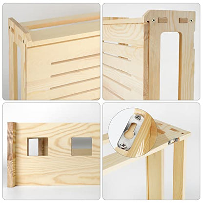 Wooden Router Shelf Wall Mount WiFi Router Storage Box Modem Cable Router Cover Organized Power Strip Cable Management Hider Rack Need Assembly 14.9 * 9.8 * 5.4 in (L* H * W)