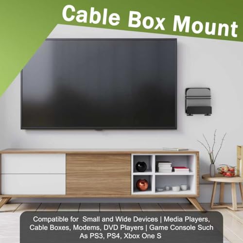 2 Pack Cable Box Mount and Modem Mount | Adjustable Wall Mount for Small and Wide Devices, Media Players, Cable Boxes, Modems, DVD Players