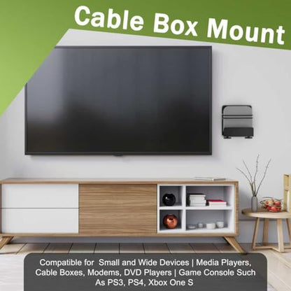 2 Pack Cable Box Mount and Modem Mount | Adjustable Wall Mount for Small and Wide Devices, Media Players, Cable Boxes, Modems, DVD Players