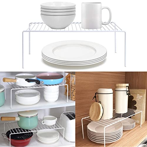 Cabinet Storage Shelf Rack Set of 2, Medium (13 x 9.4 inch) Rustproof Metal Wire Kitchen Cabinet Organizer and Storage, Cupboard Spice Shelf Rack for Plate, Dish, Counter & Pantry Organization