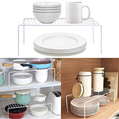 Cabinet Storage Shelf Rack Set of 2, Medium (13 x 9.4 inch) Rustproof Metal Wire Kitchen Cabinet Organizer and Storage, Cupboard Spice Shelf Rack for Plate, Dish, Counter & Pantry Organization