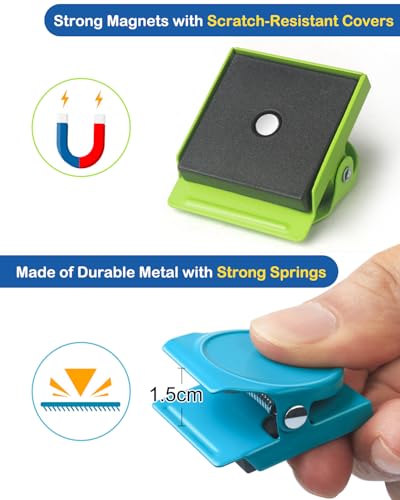 Magnetic Clips, 24 Pieces Magnetic Metal Chip Clips Fridge Magnets Refrigerator Whiteboard Locker Magnets Heavy Duty Clip Classroom Organization Teacher Must Haves School Supplies Accessories