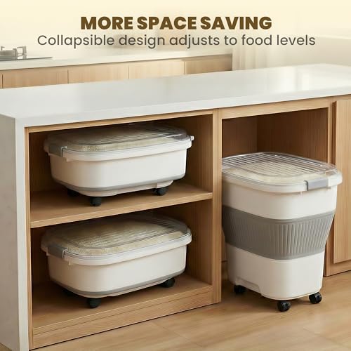 50Lbs Collapsible Rice Container,Airtight Food Storage container