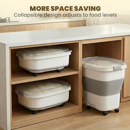 50Lbs Collapsible Rice Container,Airtight Food Storage container