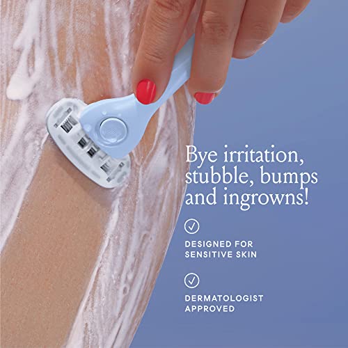 Billie Razors for Women, Cool Blue - 1 Handle, 4 Refills & Magnetic Holder
