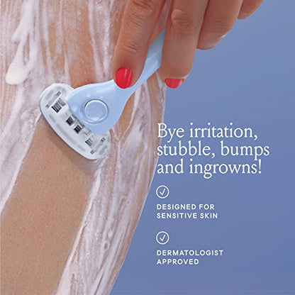 Billie Razors for Women, Cool Blue - 1 Handle, 4 Refills & Magnetic Holder