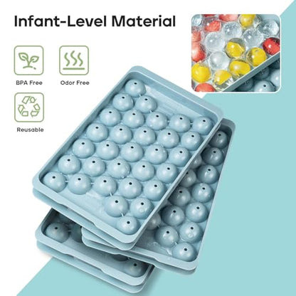Round Ice Cube Trays for Freezer - Ice Cube Tray with Lid and Bin,Stackable Ice Ball Maker, BPA-Free Ice Mold, Circle Ice Trays for Juice,Coffee and Cocktails (1.2in/93 balls&box)