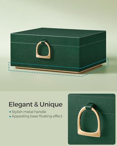 SONGMICS 2-Layer Jewelry Box, Jewelry Organizer with Handle, Removable Jewelry Tray, Jewelry Storage, Floating Effect, 8.1 x 9.4 x 4.3 Inches, Gift Idea, Forest Green UJBC165C01