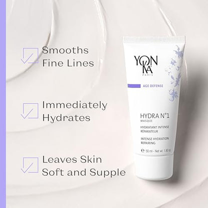 Yonka Hydra No. 1 Masque, Hydrating Face Mask | with Vitamin C and Aloe Vera, Overnight Anti-Aging Treatment, For Normal to Dry Skin, Paraben-Free, 1.80 oz