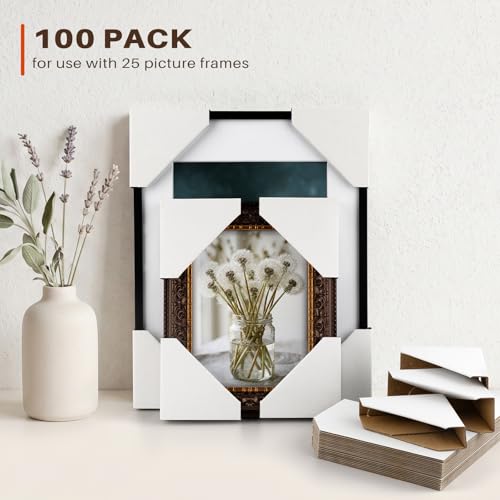 Picture Frame Corner Protectors (Pack of 100), Fit... (100 Count | White)