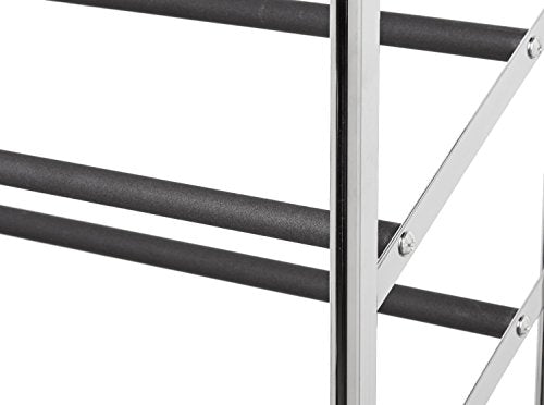 Amazon Basics 50-Pair Shoe Rack Organizer, Portable Rolling with Locking Wheels, Free Standing, 35.8 x 14.6 x 59.5 inches, Chrome