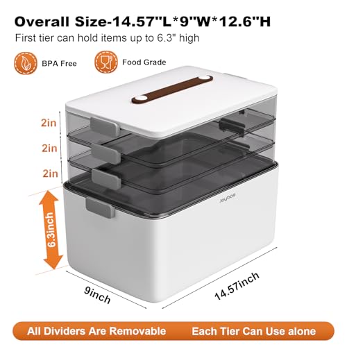 4- Tier Medicine Storage Box Organizer Portable First Aid kit Box Sewing, Art, Craft with Handle, Multipurpose Medical Supply Organizer with Removable Tray