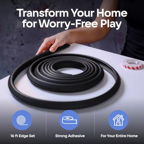 Furniture Edge Guards | 16ft Protective Protective Foam Cushion | Baby Child Proofing Set NonToxic and Safe for Table, Fireplace, Countertop | Black