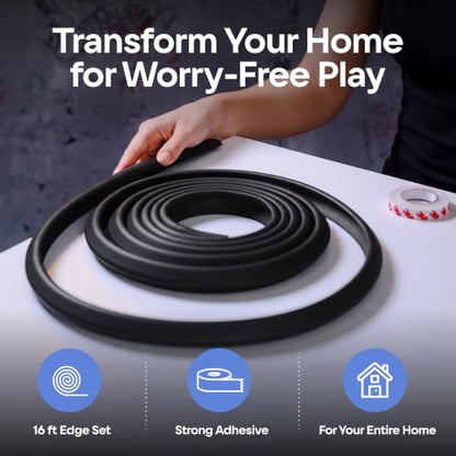 Furniture Edge Guards | 16ft Protective Protective Foam Cushion | Baby Child Proofing Set NonToxic and Safe for Table, Fireplace, Countertop | Black