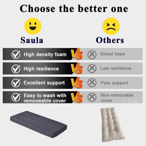 48x12 Inch Piano Bench Cushion w/ Washable Cover for Indoor Furniture,Gray | Non slip high density foam bench seat cushion for kitchen dining room,shoe storage, entry way,window, settee
