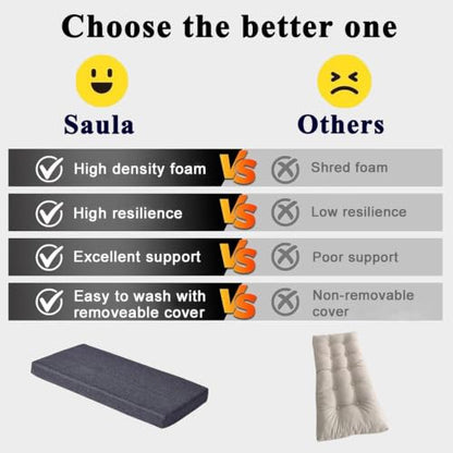 48x12 Inch Piano Bench Cushion w/ Washable Cover for Indoor Furniture,Gray | Non slip high density foam bench seat cushion for kitchen dining room,shoe storage, entry way,window, settee