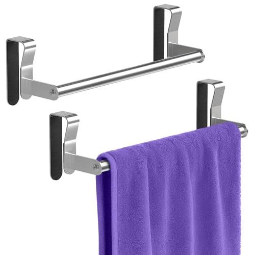 Jesginboo 2 Pack Over Cabinet Towel Holder for Kitchen, Drawer, Brushed | Stainless Steel Over the Cabinet Dish Towel Rack, Kitchen Cabinet Door Towel Hanging Bars for Bathroom, RV
