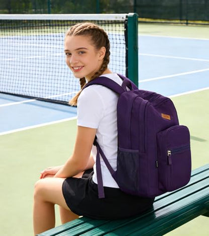 abshoo Girls Solid Color Backpack For College Women Water Resistant School Bag (Purple)