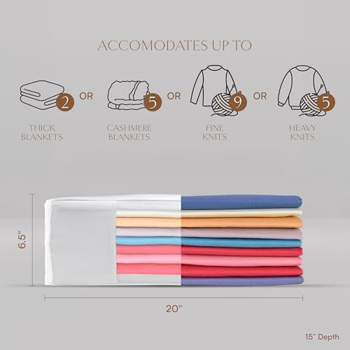 Luxury Organic Cotton Sweater and Blanket Storage Bag 20 Inch | Fits 9 Fine Knits or 2 Blankets, Breathable, Moth Proof, Garment Storage Bag For Cashmere, Certified Carbon Neutral, White