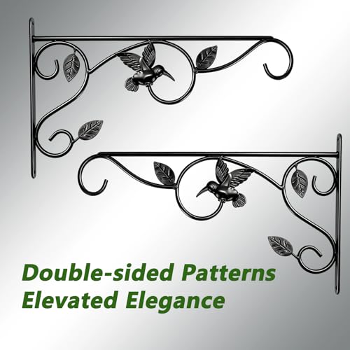 Heavy Duty Plant Hangers for Hanging - 2 Pack Metal Wall Plant Hooks Indoor Outdoor, 12 Inch Rust Resistant Plant Bracket for Bird Feeders, Planters, Lanterns, Wind Chimes - Patio, Garden, Home Decor