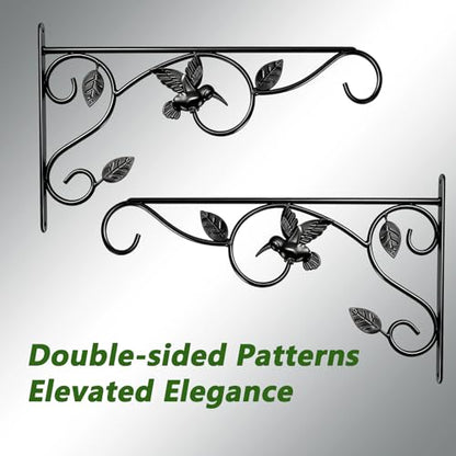 Heavy Duty Plant Hangers for Hanging - 2 Pack Metal Wall Plant Hooks Indoor Outdoor, 12 Inch Rust Resistant Plant Bracket for Bird Feeders, Planters, Lanterns, Wind Chimes - Patio, Garden, Home Decor
