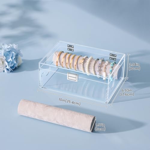 Lolalet Acrylic Bracelet Organizer Box -No Drawer | Clear Jewelry Display Holder for Bracelets, Bangles & Watches, Great Gift for Women on Birthdays， Valentine's Day