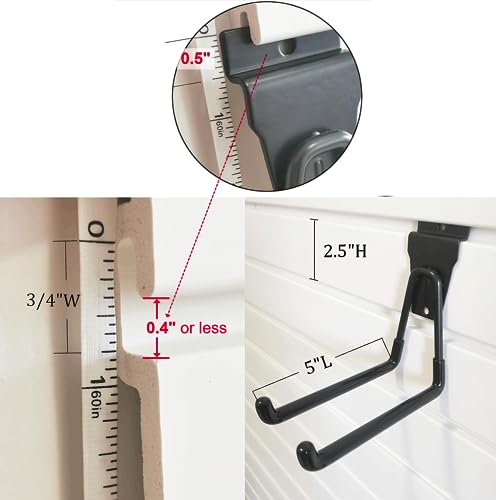 Slatwall Hooks 14 Pack, Heavy Duty Garage Wall Organizer, Multi-Size Hanging Hooks Compatible with Proslat, StoreWALL and HandiWall