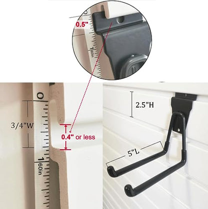Slatwall Hooks 14 Pack, Heavy Duty Garage Wall Organizer, Multi-Size Hanging Hooks Compatible with Proslat, StoreWALL and HandiWall