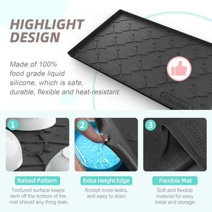 Waterproof Under Sink Mat 34" x 22", Silicone Mat Kitchen liner | BPA-Free Silicone Mat with Raised Lip Protects Cabinets from Leaks, Versatile Home Organizer for Bathroom, Pets, Boots, Floor