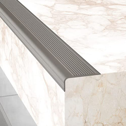 Rubber Bond Stair Edge Protector (Pack of 5) 36x2x1 inch Anti-Slip Stair Corner Trim Rubber Strips - Waterproof Self-Adhesive Staircases for Outdoor & Indoor Uses | Protect Kids & Pets - Grey
