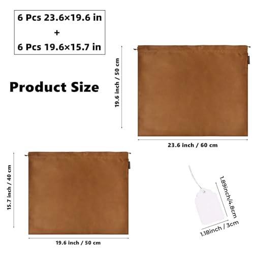 12 Pack Dust Bags for Handbags, Silk Cloth Bag With Drawstring Large Travel Storage Pouch for Handbag Purse Shoes Boots