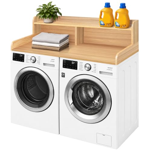 Royxen Laundry Countertop with Storage Universal Fit, Washer and Dryer Countertop with Shelf, Laundry Room Storage, 2-Tier Shelf (Oak)