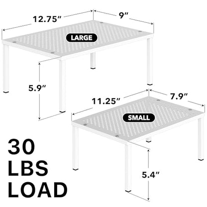 Simple Houseware Expandable Stackable Kitchen Counter Shelf Organizer, White, Metal Top, 11.25"L x 7.9"W x 5.4"H | Expandable & Stackable 9" D x 12.75" W x 5.9" H
